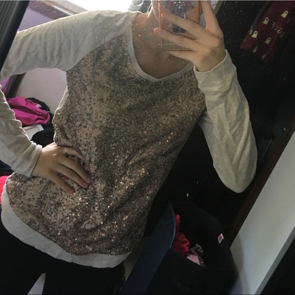 Maurices Tops - Gold Sequin Long Sleeve Top!